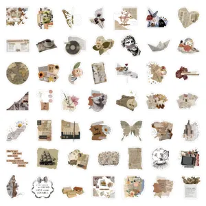 Autocollants de scrapbooking vintage esthétiques imperméables pour journal intime et loisirs.