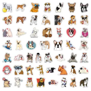 Cute cartoon bulldog graffiti stickers waterproof vinyl decal pack for laptop luggage guitar.