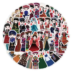 56 Ethnic Minority Costumes Stickers Pack Waterproof Decals for Laptop Luggage Phone Case
