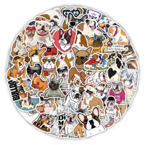 Cute bulldog graffiti waterproof stickers pack for laptop guitar luggage decoration