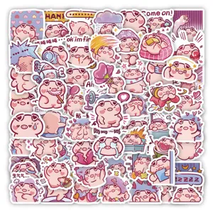 Cute pink pig stickers pack waterproof cartoon decals for journaling stationery scrapbooking