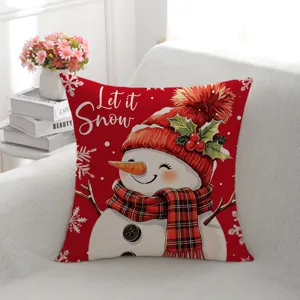 Christmas snowman throw pillow cover red festive cushion case for home sofa holiday decor