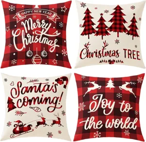 Christmas throw pillow covers set of 4 buffalo plaid decorative cushion covers for home