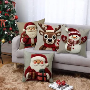 Christmas throw pillow covers set plush festive decorative cushion case for sofa holiday home