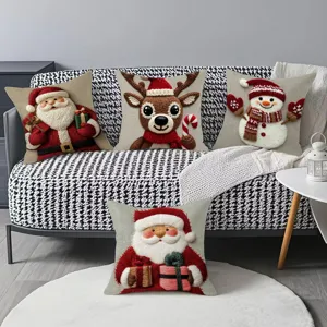 Christmas throw pillow covers set of 4 decorative cushions short plush holiday home decor main view