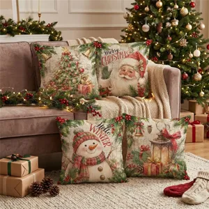 Christmas holiday decorative throw pillow covers set for sofa cushion case no core
