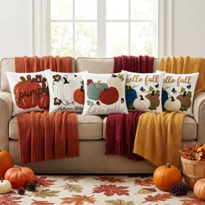 Autumn tufted pumpkin throw pillow covers for Thanksgiving harvest festival sofa home decor