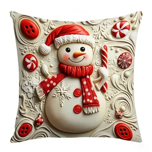 Christmas snowman decorative cushion cover for cozy holiday sofa and living room home decor styling