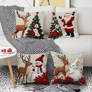 Christmas throw pillow covers set festive elk Santa deer decorative cushion case 4pcs