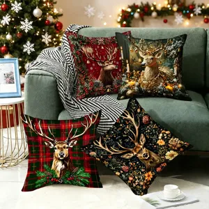 Christmas throw pillow covers set festive deer decorative cushions for holiday home decor