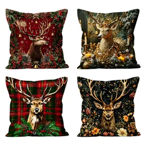 Christmas deer cushion cover set festive decorative pillow case for holiday home sofa decor