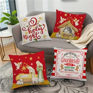 Christmas throw pillow covers set with festive Nordic designs, perfect for holiday home decor.