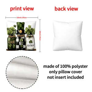 St. Patrick's Day green clover jar print 18x18 inch decorative pillow cover without insert