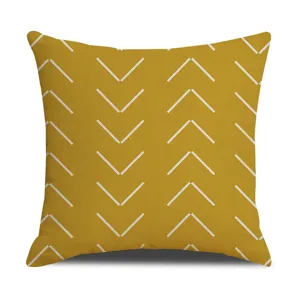 Yellow geometric chevron throw pillow cover for living room sofa home decor linen cushion