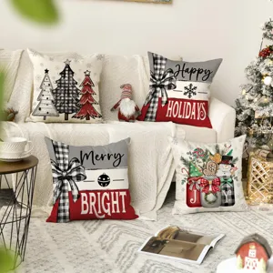 Christmas pillow covers set of 4 linen sofa cushion covers festive holiday home decor