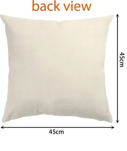 Minimalist solid color square throw pillow cover 45x45cm back view detail presentation.
