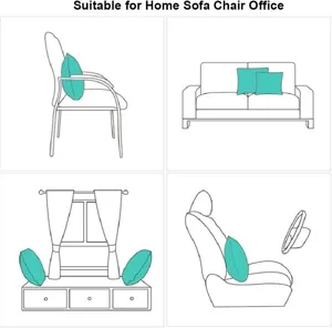 Versatile cushion cover usage guide for home sofa, office chair and car seats display.