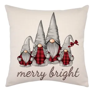 Funda de cojín de Navidad de lino gnomo funda de almohada decorativa para sofá hogar