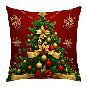 Christmas printed decorative pillow cover, festive tree design for sofa, cozy holiday home decor