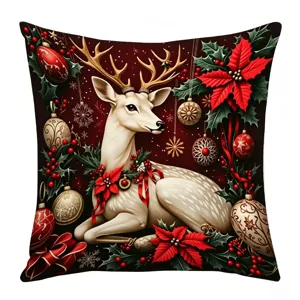 Christmas printed throw pillow case Nordic holiday decor sofa cushion festive deer design