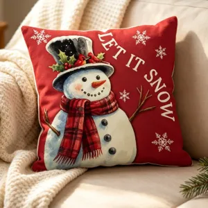 Christmas red snowman throw pillow cover festive decorative cushion for holiday home sofa decor