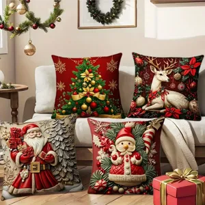 Christmas throw pillow covers set festive sofa cushion decorative holiday home decor
