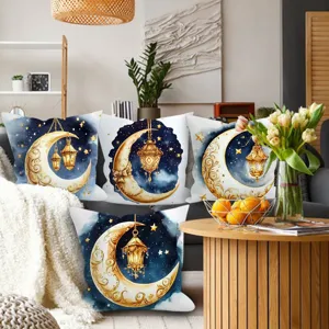 Decorative throw pillow covers set with moon and lantern pattern for sofa bed living room home decor