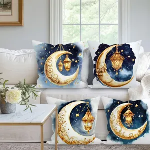 Moon Star Lantern Throw Pillow Cover Decorative Ramadan Eid Cushion Case for Sofa Bed