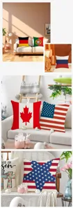 Decorative national flag cushion covers, vintage linen throw pillow case for home sofa decor.