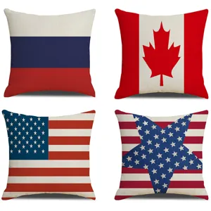 Cross Border European American National Flag Printed Pillowcase World Cup Fan Home Decor Linen Pillow Cover