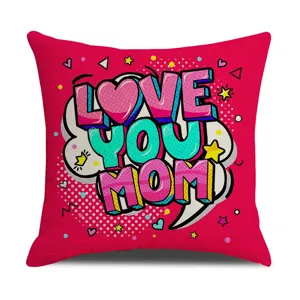 Mother's Day pop art printed linen throw pillow cover decorative cushion cover for sofa