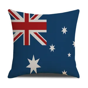 Australian flag pattern linen throw pillow cover for home sofa living room decoration.