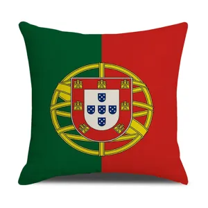 Portugal national flag square cushion cover, linen decorative throw pillow case for fans.