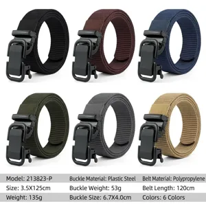 Unisex tactical canvas belt with durable plastic buckle for outdoor sports work wear
