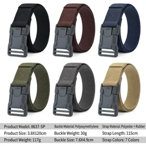 Outdoor tactical nylon canvas belt with heavy duty plastic buckle for daily training sports