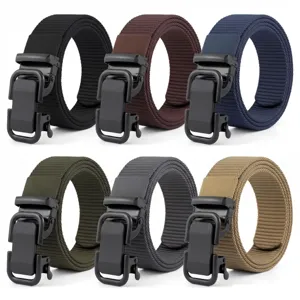 Unisex outdoor casual canvas belt with automatic buckle, durable nylon strap design.