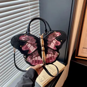 Fashion PU Leather Butterfly Shape Crossbody Bag Unique Niche Design Handbag Casual Street Style Women Shoulder Bag