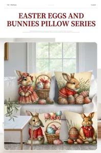 Housse de coussin lapin oeuf de Paques style nordique pour la decoration de salon.