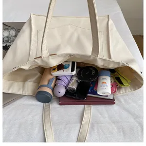 Simple casual women's canvas tote shoulder bag large capacity handbag retro fashion bag