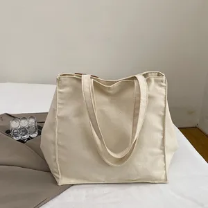 Simple casual women canvas tote shoulder bag large capacity handbag retro fashion style