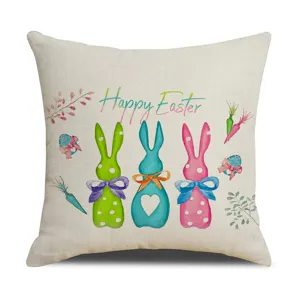 Easter throw pillow cover linen rabbit decorative cushion case for sofa home decor