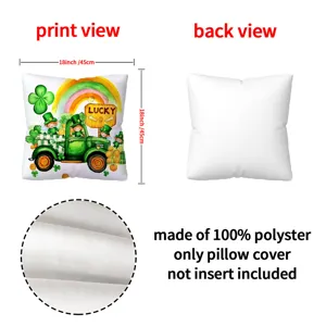Funda de cojín trébol camión verde de San Patricio decoración del hogar 45x45 cm
