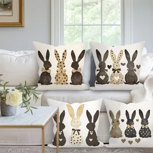 Housse de coussin lapin de Pâques cœur velours peau de pêche décoration salon