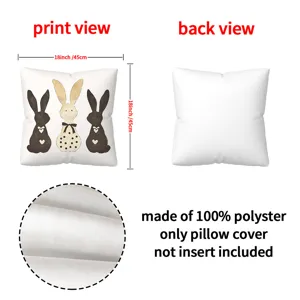Housse de coussin lapin de Paques coeur imprime pour decoration de canape polyester