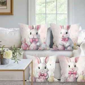 Housses de coussin lapin de Pâques en velours peau de pêche pour décoration de canapé de salon