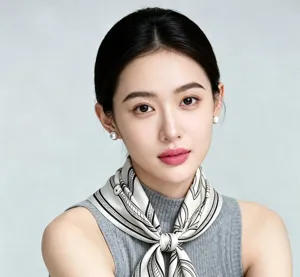 Silk square scarf detail shot featuring classic printed patterns and elegant styling.