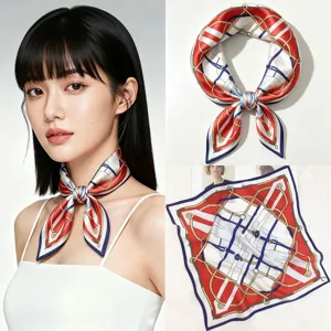 100% Silk Scarf Women Square Small Scarf Fashion Elegant Silk Neckerchief Retro Printed Silk Scarves For Women Office Commute