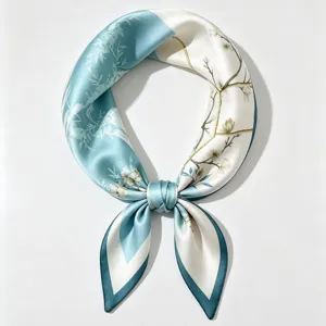 100% Silk Small Square Scarf 53cm Floral Print Women Fashion Neck Scarf Accessories