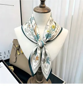 Luxury silk square scarf with elegant animal print and green border, old money fashion accessory.