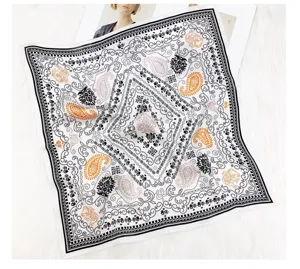 100% pure silk square scarf 53cm fashion paisley printed elegant neckerchief accessory